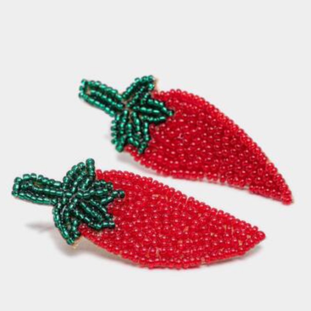 Red Chili Pepper Beaded Earrings